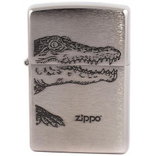 Зажигалка Zippo 200 Alligator Brushed Chrome Бензиновая