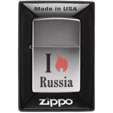 Зажигалка Zippo 205 Flame Russia Satin Chrome Бензиновая